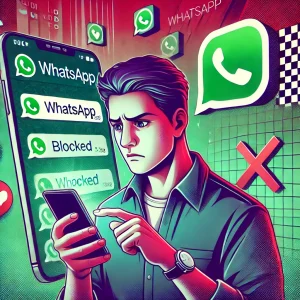 Conversa do WhatsApp com mensagem parada em um tique, sinal de possível bloqueio