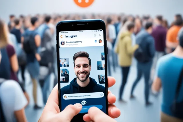 Pessoa assistindo a stories do Instagram no celular sem aparecer na lista de visualizações