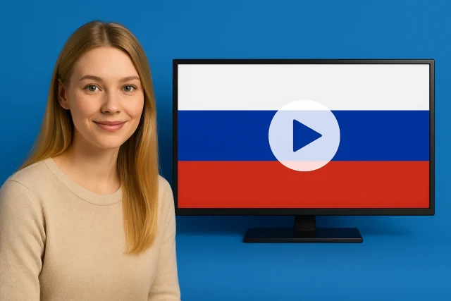 Aplicativo de streaming aberto em celular com filmes russos legendados